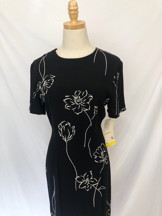 90’s Floral Little Black Dress - image 1