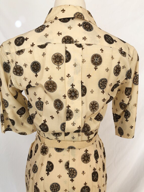 1940s Compass Print Shirtwaist Dress - image 3