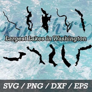 Dez maiores lagos em Washington - Silhuetas / Contornos - svg, png, dxf, eps - Download de arquivo digital