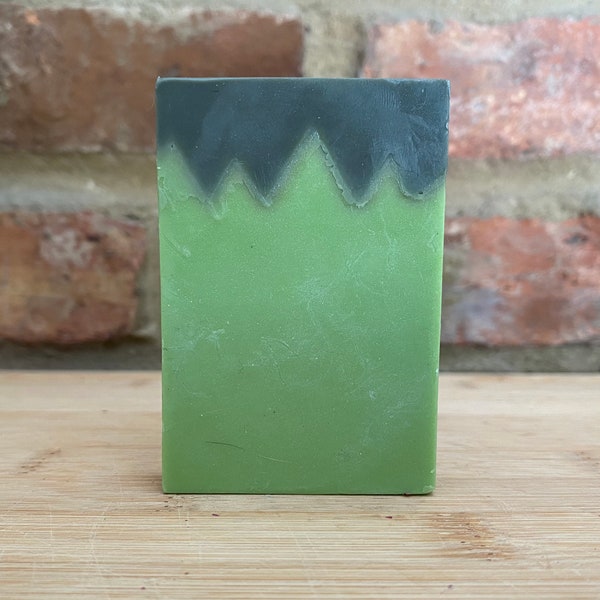 Large FRANKENSTEIN'S monster bar soap - Chocolate scented - Green and Black - Great Halloween gift!