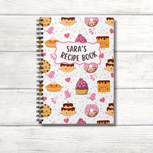 Libro de recetas personalizado para niños, cuaderno para niños, cuaderno de bocetos para niños, diario para niños, libro de recetas, regalo para hornear, regalo para panaderos, regalo para hornear para niños