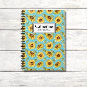 Personalized Journal, Daily Journal, Self Care Journal, Gratitude Journal, Mindfulness Journal, Daily Journal, Sunflower Gifts