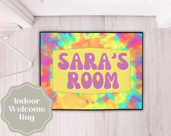 Kids Room Rug, Tie Dye Kids Room Welcome Mat, Tie Dye Room Decor, Tie Dye Room Accessories,  Gift for Teens, Gift for Teen Girls