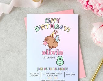 Capybara Birthday Invitation, Capybara Birthday, Editable Capybara Birthday Invitation, Cute Capybara Birthday Invite, Instant Download