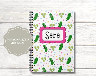 Pickle Themed Kids Journal, Personalized Notebook, Kids Personalized Journal, Kids Personalized Sketchbook, Journal With Name