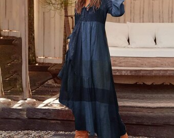 OFF casual linen dress, plus size petite new, washed flax heavy,elegant modest dress, casual linen dress, linen maxi dress, linen long dress