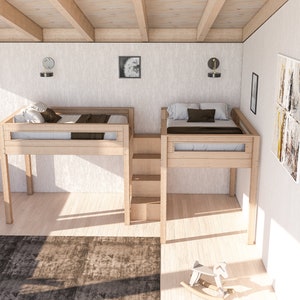 wood bunk bed plan,
DIY bunk bed stairs,
full size bunk bed,
bunk bed with shelves,
cozy seating area,
easy animation guide,
woodworking plan,
download bunk bed,
space saving bed,
wood bed with charm,
bunk bed for kids,
bed with storage,
bunk bed