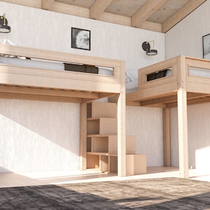 wood bunk bed plan,
DIY bunk bed stairs,
full size bunk bed,
bunk bed with shelves,
cozy seating area,
easy animation guide,
woodworking plan,
download bunk bed,
space saving bed,
wood bed with charm,
bunk bed for kids,
bed with storage,
bunk bed