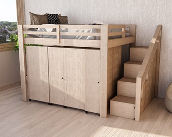 How to Build a Queen Size Bunk Bed with Storage and Furniture - DIY Woodworking Plan