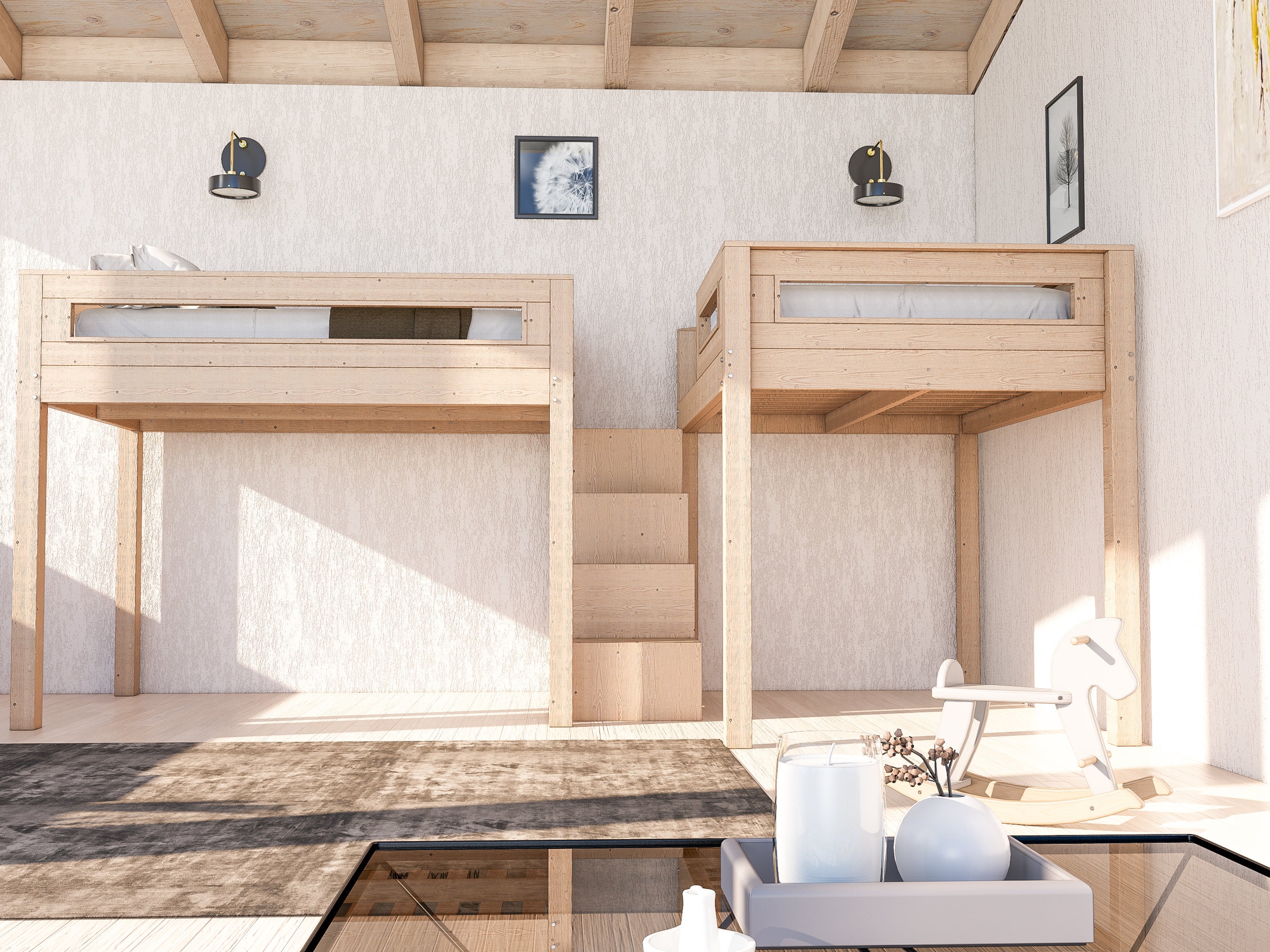 Space-saving Twin Bunk Bed With Built-in Stair Storage DIY Woodworking ...