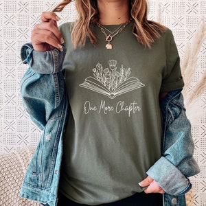 One More Chapter Shirt, flower book shirt, floral t-shirt, cottage core shirt, Bookish, Book lovers, bookworm tee Reader shirt