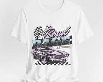 Road Rage Drag Race-tröja: Rutig flagga-grafik-tröja