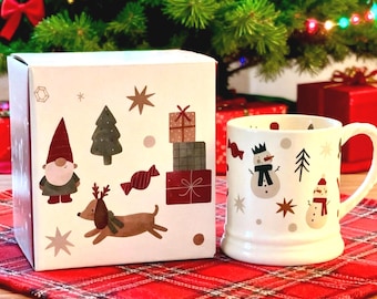 Taza de muñeco de nieve, acogedora taza de café de cerámica invernal. Regalo navideño para ella, compañeros de trabajo, familia, amigo invisible y decoración festiva.