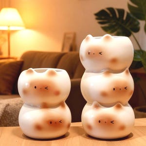 Adorable Cat Ceramic Vase, Cute Decorative Flower Holder For Home& Shop Display, Floral Arrangement Gift for Her, Kids, Animal/ Plant Lovers
