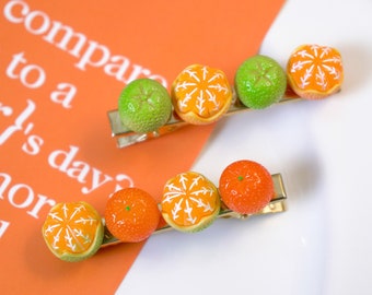 Bonita horquilla para el pelo naranja/lima, hecha a mano con forma de cocodrilo, estilo coreano, regalo kawaii para niñas y niños, 1 accesorio para el pelo.