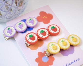 Adorables pinzas para el pelo con forma de fruta: un dulce regalo hecho a mano para niñas y niños. Pinzas de cocodrilo de resina kawaii de colores, accesorios para el pelo de estilo coreano.