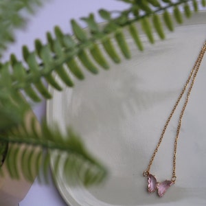 Crystal, Butterfly Necklace, Dainty Necklace, Pendant Necklace, Gold plated, Butterfly gift,  Jewellery gift, Gift for her, , girl gift