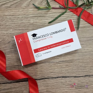 Bomboniere Laurea tipo farmaco medicina farmacologia - Scatola per confetti personalizzata, laurea farmacia, portaconfetti