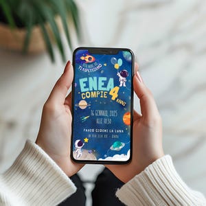 Invito digitale Astronauta nello spazio, invito festa - whatsapp