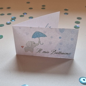 50 Entradas para favores beatessimo lazo azul, elefante, etiqueta de boleto, confeti battessimo. Impresión personalizada.