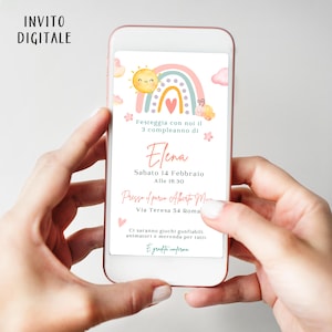 Invito digitale Arcobaleno rosa , invito festa - whatsapp