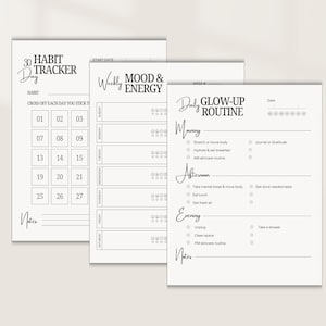 Glow Up Wellness Planner | Daily Glow-Up Routine | Weekly Mood & Energy Tracker | 30-Day Habit Tracker | Printable PDF for Women