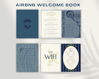 Blue Coastal Airbnb Condo Welcome Book Template: Editable Beach House Guest Guide