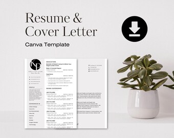 Buy ATS Resume Template Canva | Modern CV Design With Matching Cover ...