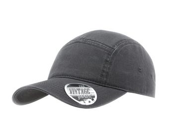 Gorra camper ajustable de cinco paneles de sarga de algodón lavado con corona suave y sin estructura