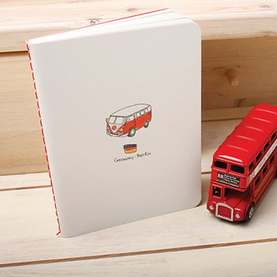 Stitch Bound Lovely Mini Blank Notebook, Germany, Switzerland, 96 Pages, Pocket size , 3.5" x 5", Soft Cover, Portable, Cute Illustrated