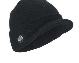 Black Spike Studded Cuffed Beanie, Skull Cap, Winter Hat, Rocker