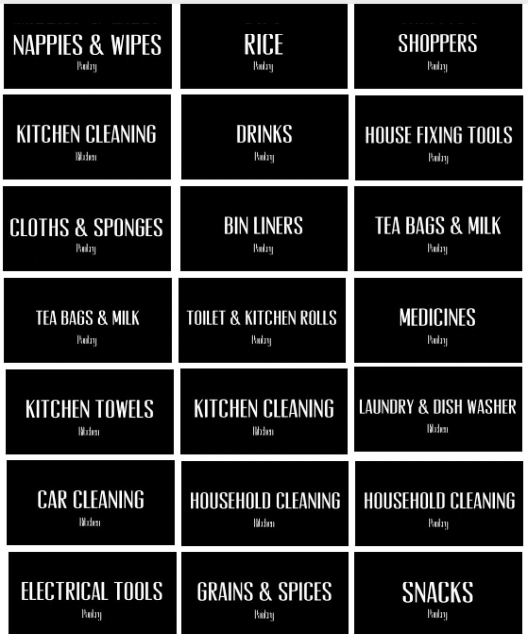 Pantry & Kitchen Label Template Editable Printable Minimalistic Labels