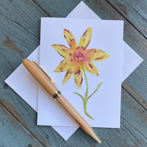 Carte de correspondance vierge originale aquarelle fleur de printemps pliée avec enveloppes