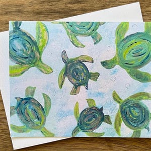 Turtle Time Original Acryl 4 1/4 "x 5 1/2" Blank Notizkarte mit weißen Umschlägen