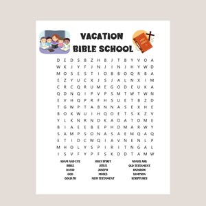Vacation BIble School Word Search| Vacation Bible School Printables| Word Searches for Kids| Christian Word Searches