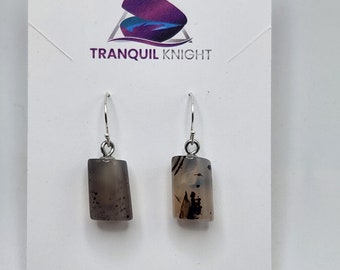Pendientes colgantes únicos de ágata Montana de TK con plata de ley