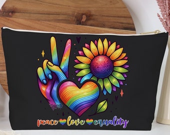 Peace love equality cosmetic pouch,Makeup cosmetic bag, pride month cosmetic pouch, pride month, custom pride month makeup pouch, lgbtq