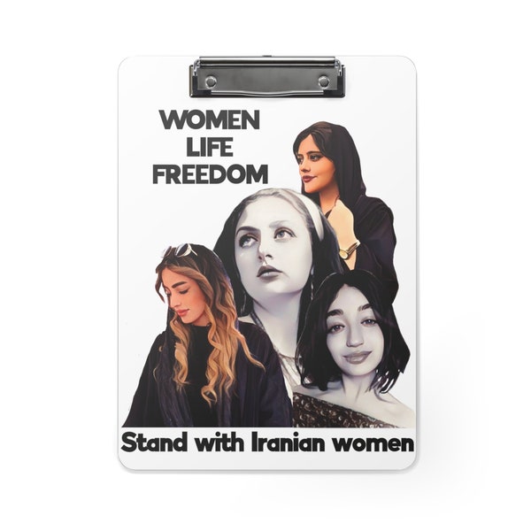 Beautiful Women Life Freedom Mahsa Amini Peaceful demonstration Mahsa Amini Office Supplies Clipboard, 25% goes to Charity, MADE IN Usa