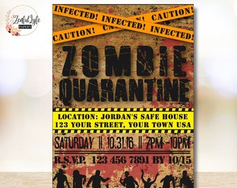 Zombie Invitation, Custom Made Invitation, Halloween Invitation, Customized Digital Design invitation