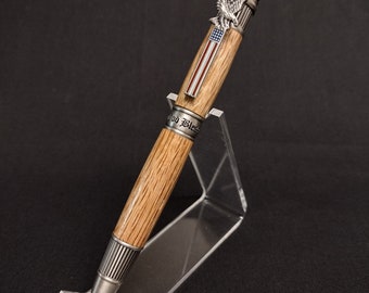 American Patriot Antique Pewter & Wood Twist Pen