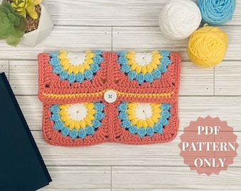 DIGITAL Sunburst Book Sleeve Pattern | Crochet Book Sleeve | Crochet Book Cover