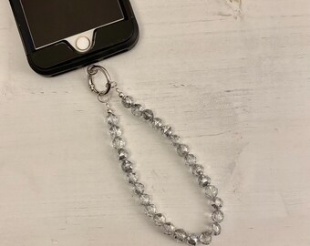 Handmade Glass Bead Wristlet Phone Lanyard – Stylish & Hands-Free, Attaches to Phone Case