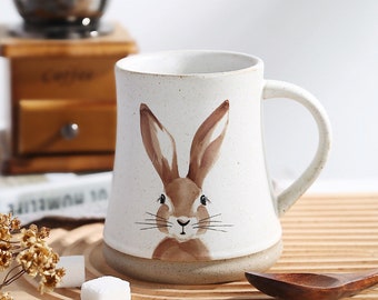CurationCoCeramic Cute Bunny Ceramic Tea Cup Funny Rabbit Coffee Cup 400ml