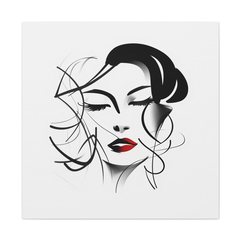 Minimalist Art Picassoinspired Woman Face Sketch Abstract Wall Art