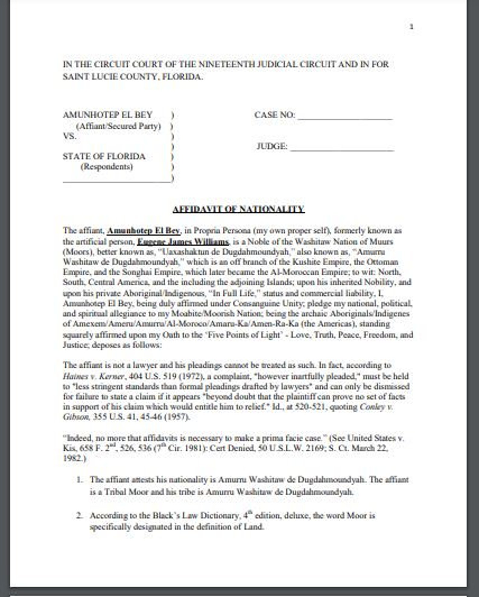 Affidavit of Nationality Identity Verification Citizenship Status Legal