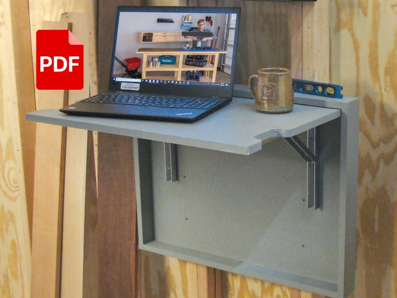 DIY Foldable Desk Plans Wall Mounted Desk Plan Basic Desk Etsy