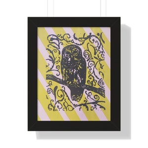 Block Printed Owl Artwork