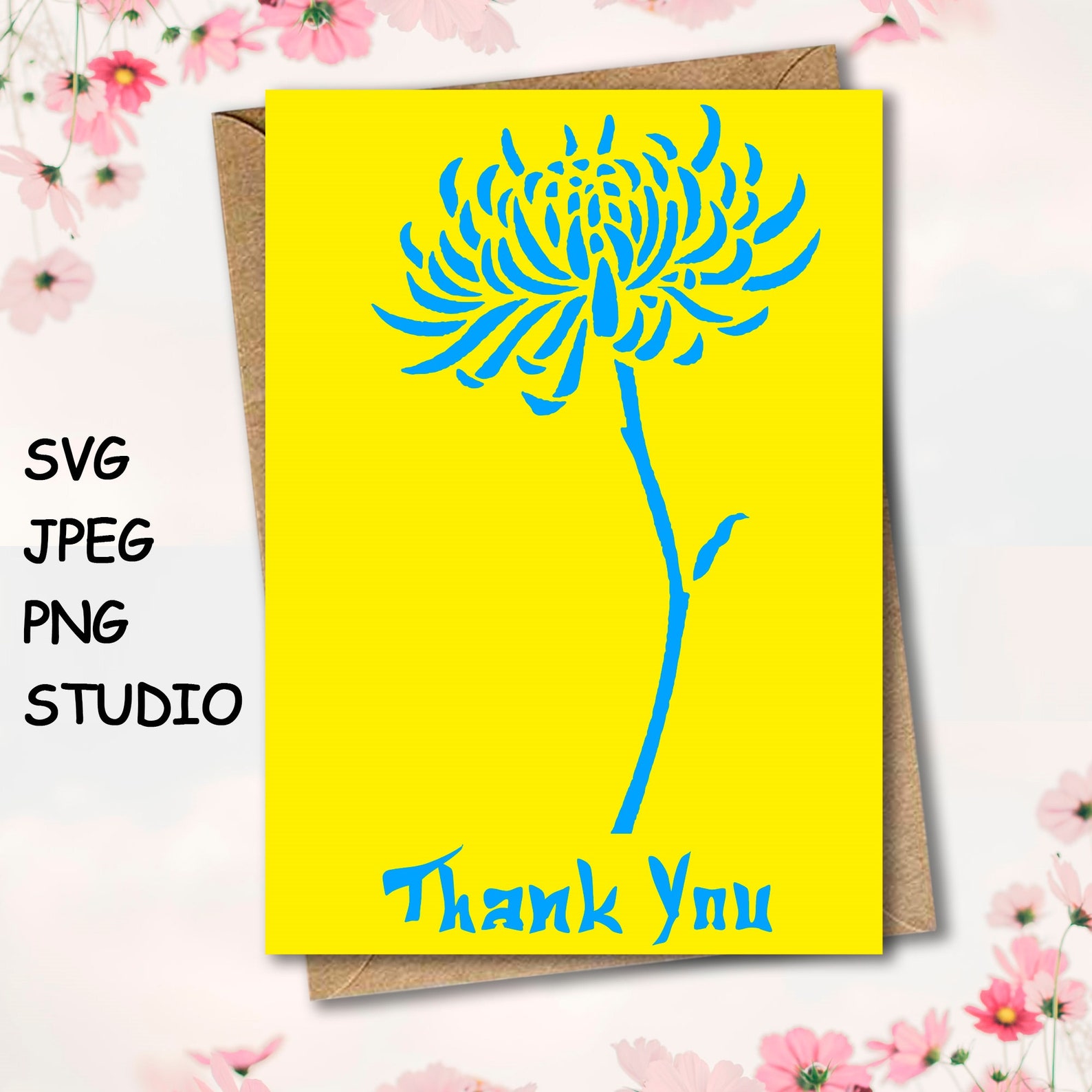 Thank You Card SVG JPEG File Instant Download DIY Cutting Etsy