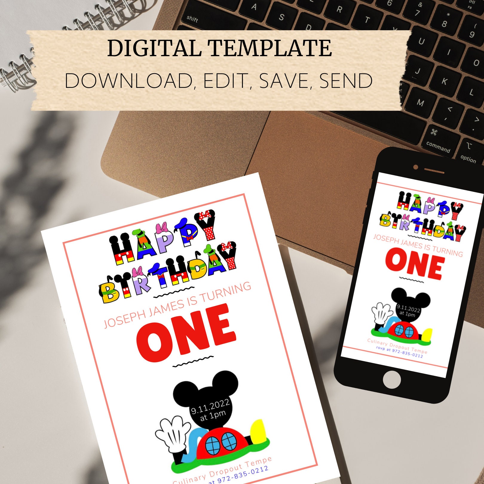 Digital Mickey Mouse Clubhouse Birthday Invitation Template - Etsy