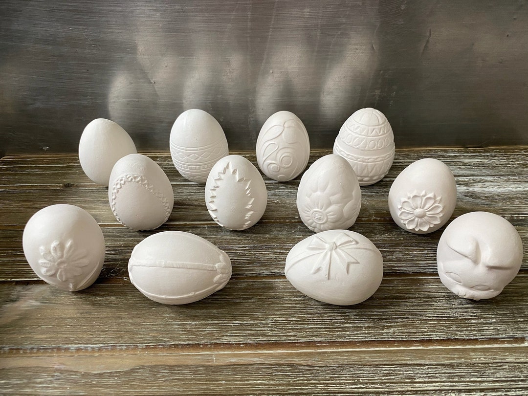 Assorted Decorated Eggs Bisque Ceramic Etsy